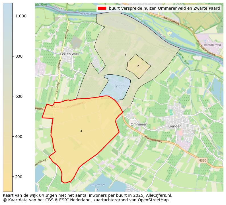 Afbeelding van de buurt Verspreide huizen Ommerenveld en Zwarte Paard op de kaart.
