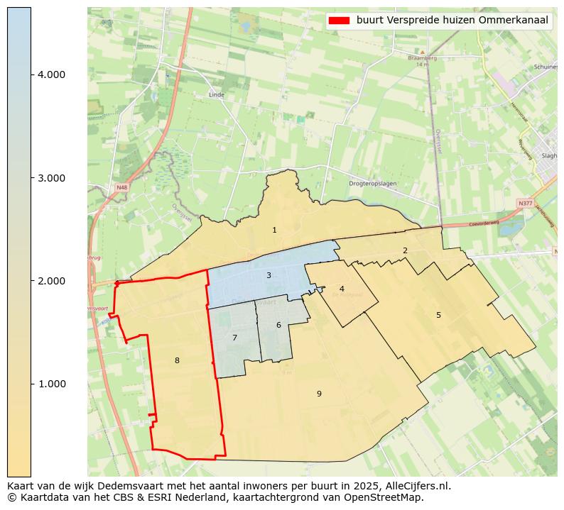 Afbeelding van de buurt Verspreide huizen Ommerkanaal op de kaart.