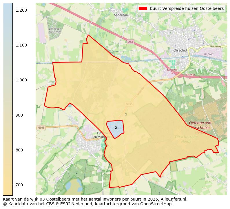 Afbeelding van de buurt Verspreide huizen Oostelbeers op de kaart.