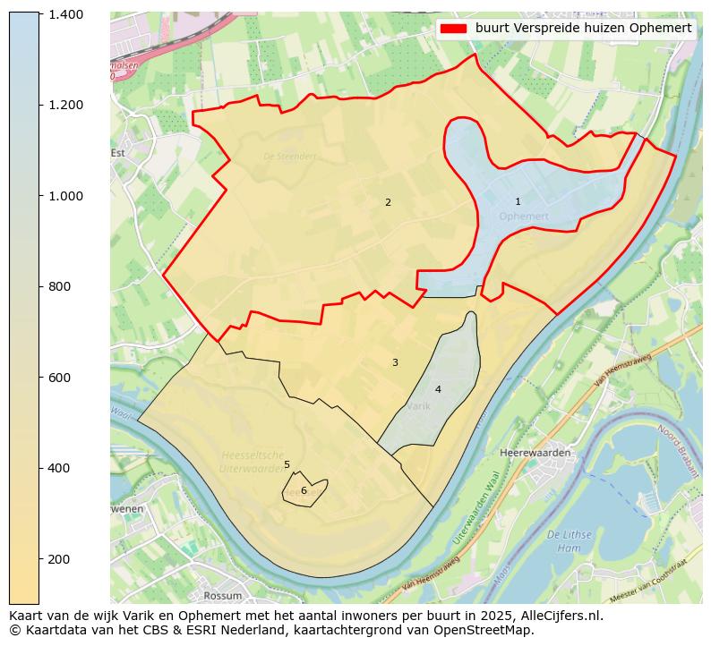 Afbeelding van de buurt Verspreide huizen Ophemert op de kaart.