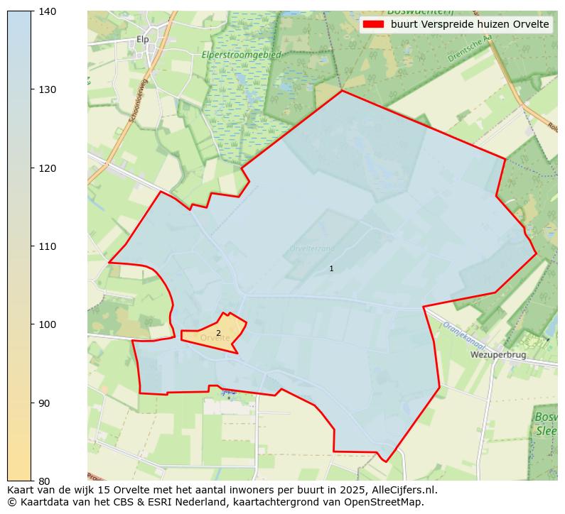 Afbeelding van de buurt Verspreide huizen Orvelte op de kaart.
