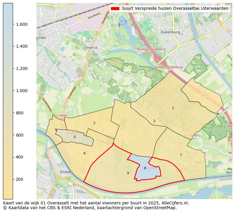 Afbeelding van de buurt Verspreide huizen Overasseltse Uiterwaarden op de kaart.