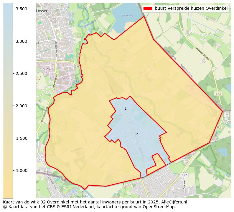 Afbeelding van de buurt Verspreide huizen Overdinkel op de kaart.