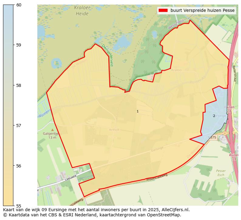 Afbeelding van de buurt Verspreide huizen Pesse op de kaart.