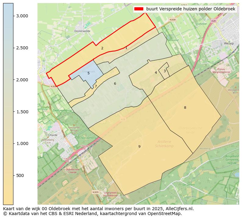 Afbeelding van de buurt Verspreide huizen polder Oldebroek op de kaart.
