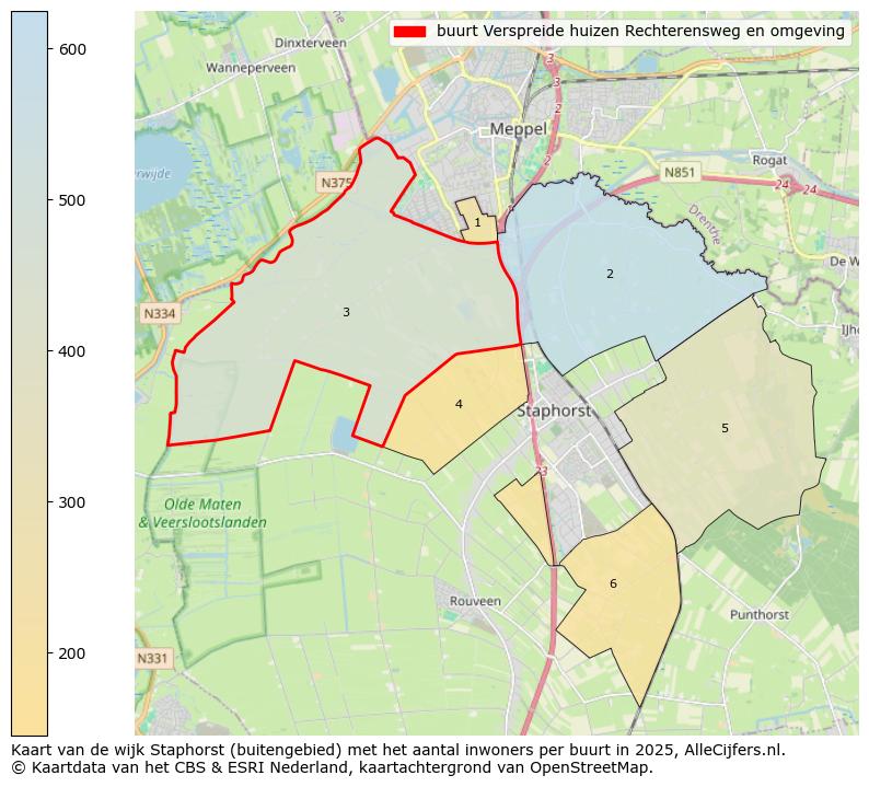 Afbeelding van de buurt Verspreide huizen Rechterensweg en omgeving op de kaart.