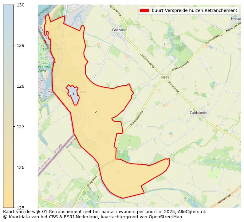 Afbeelding van de buurt Verspreide huizen Retranchement op de kaart.