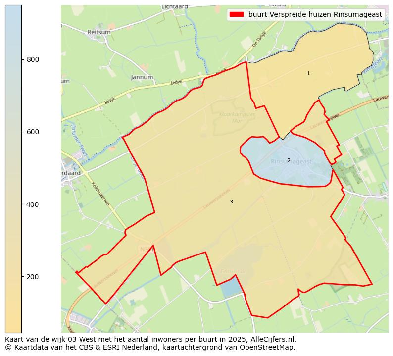 Afbeelding van de buurt Verspreide huizen Rinsumageast op de kaart.
