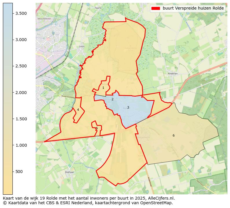 Afbeelding van de buurt Verspreide huizen Rolde op de kaart.
