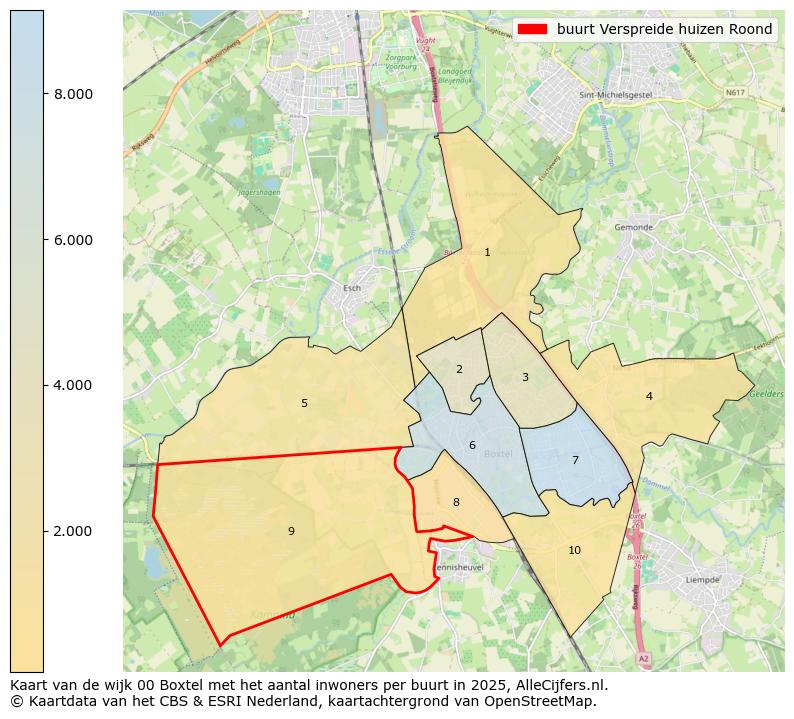 Afbeelding van de buurt Verspreide huizen Roond op de kaart.