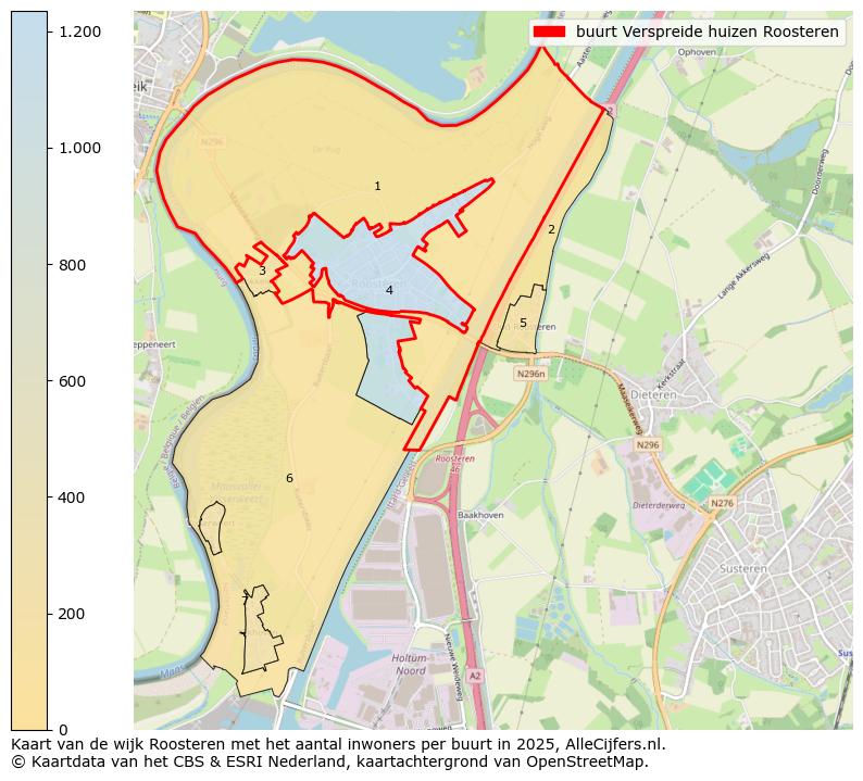 Afbeelding van de buurt Verspreide huizen Roosteren op de kaart.