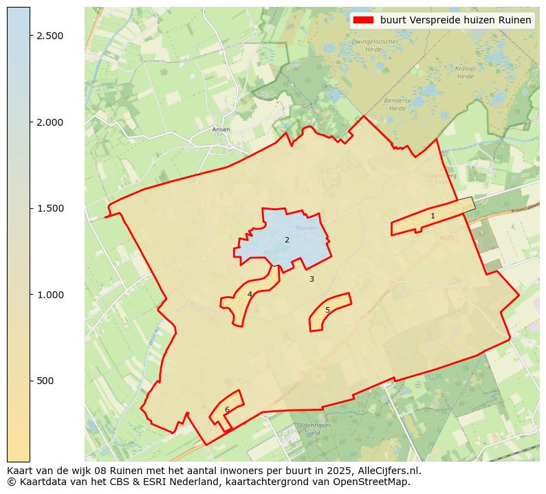Afbeelding van de buurt Verspreide huizen Ruinen op de kaart.
