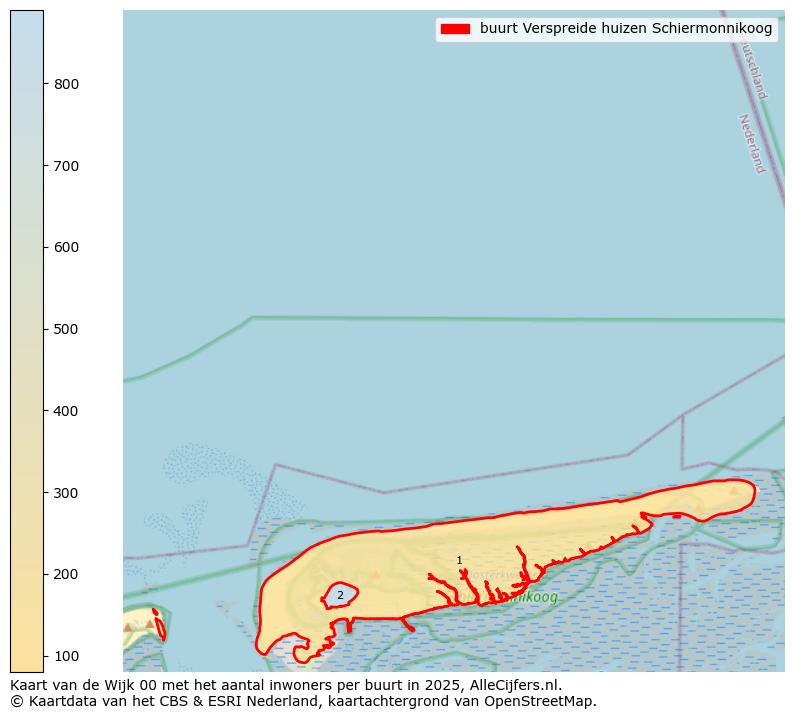 Afbeelding van de buurt Verspreide huizen Schiermonnikoog op de kaart.