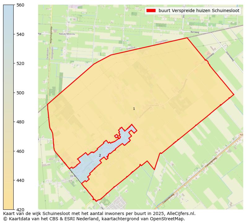 Afbeelding van de buurt Verspreide huizen Schuinesloot op de kaart.