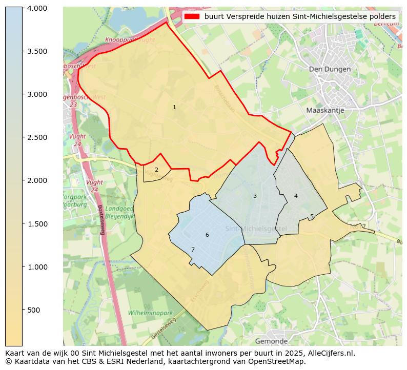Afbeelding van de buurt Verspreide huizen Sint-Michielsgestelse polders op de kaart.