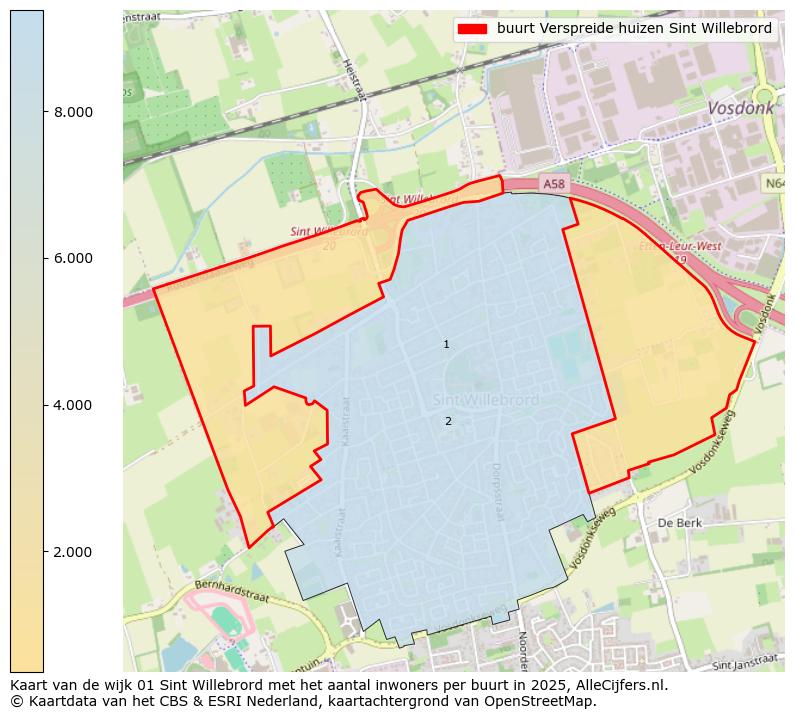 Afbeelding van de buurt Verspreide huizen Sint Willebrord op de kaart.