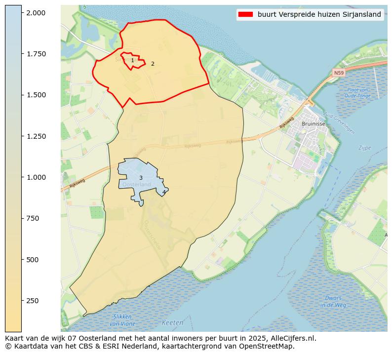 Afbeelding van de buurt Verspreide huizen Sirjansland op de kaart.