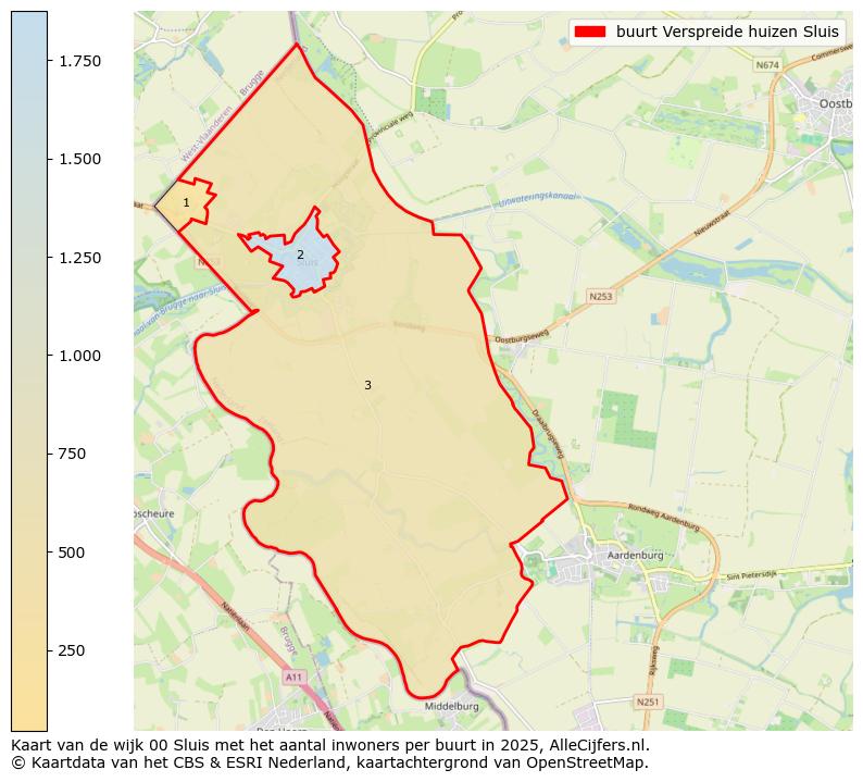 Afbeelding van de buurt Verspreide huizen Sluis op de kaart.