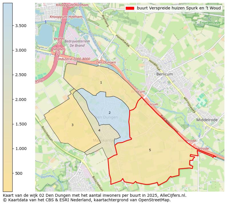 Afbeelding van de buurt Verspreide huizen Spurk en ’t Woud op de kaart.