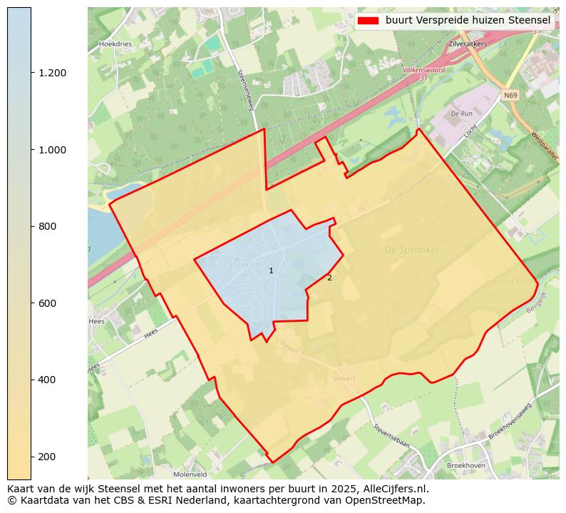 Afbeelding van de buurt Verspreide huizen Steensel op de kaart.