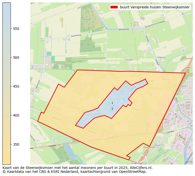 Afbeelding van de buurt Verspreide huizen Steenwijksmoer op de kaart.