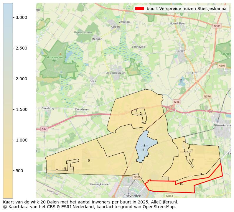Afbeelding van de buurt Verspreide huizen Stieltjeskanaal op de kaart.
