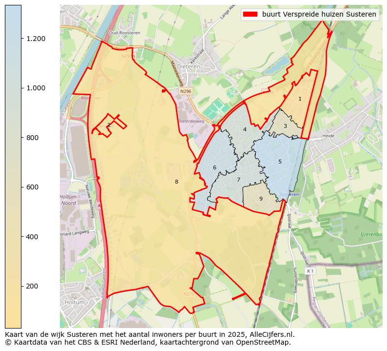 Afbeelding van de buurt Verspreide huizen Susteren op de kaart.