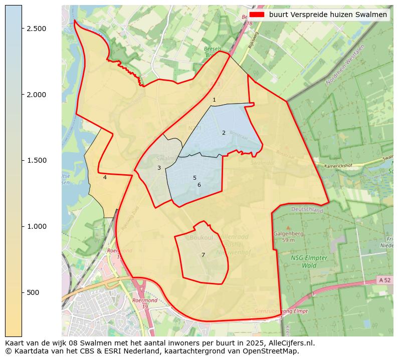 Afbeelding van de buurt Verspreide huizen Swalmen op de kaart.