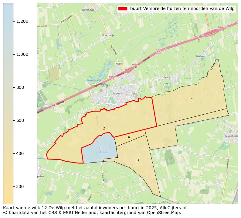 Afbeelding van de buurt Verspreide huizen ten noorden van de Wilp op de kaart.