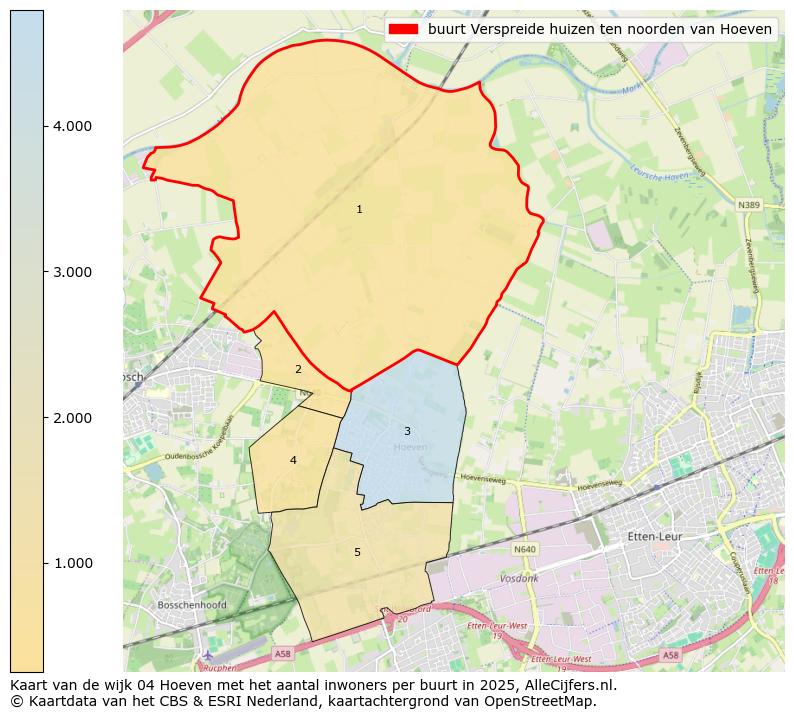 Afbeelding van de buurt Verspreide huizen ten noorden van Hoeven op de kaart.
