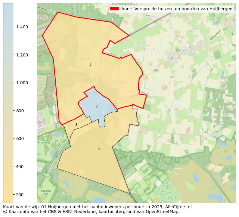 Afbeelding van de buurt Verspreide huizen ten noorden van Huijbergen op de kaart.