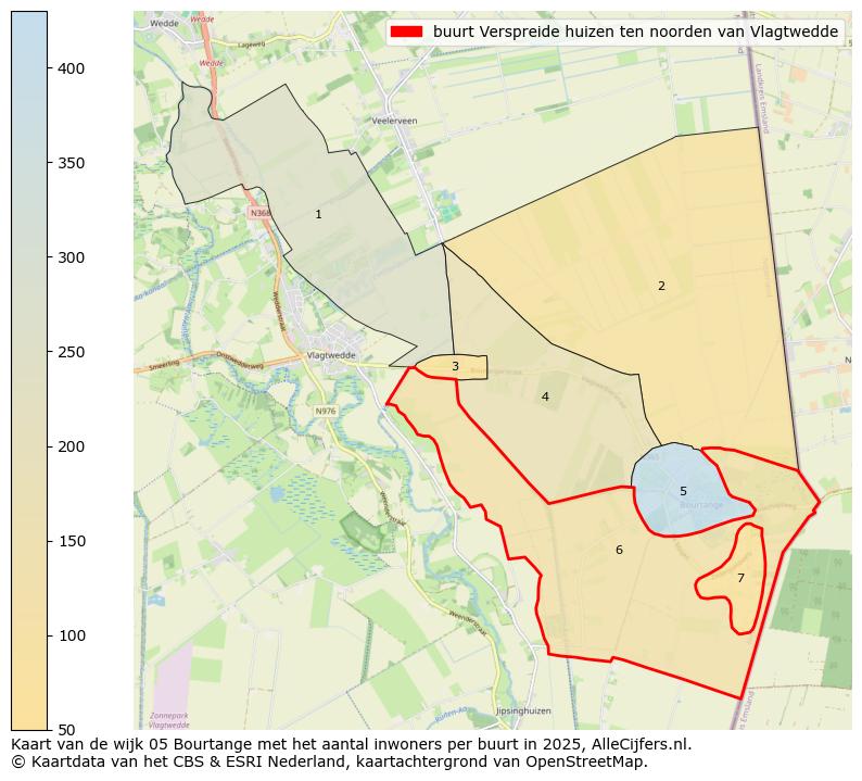 Afbeelding van de buurt Verspreide huizen ten noorden van Vlagtwedde op de kaart.