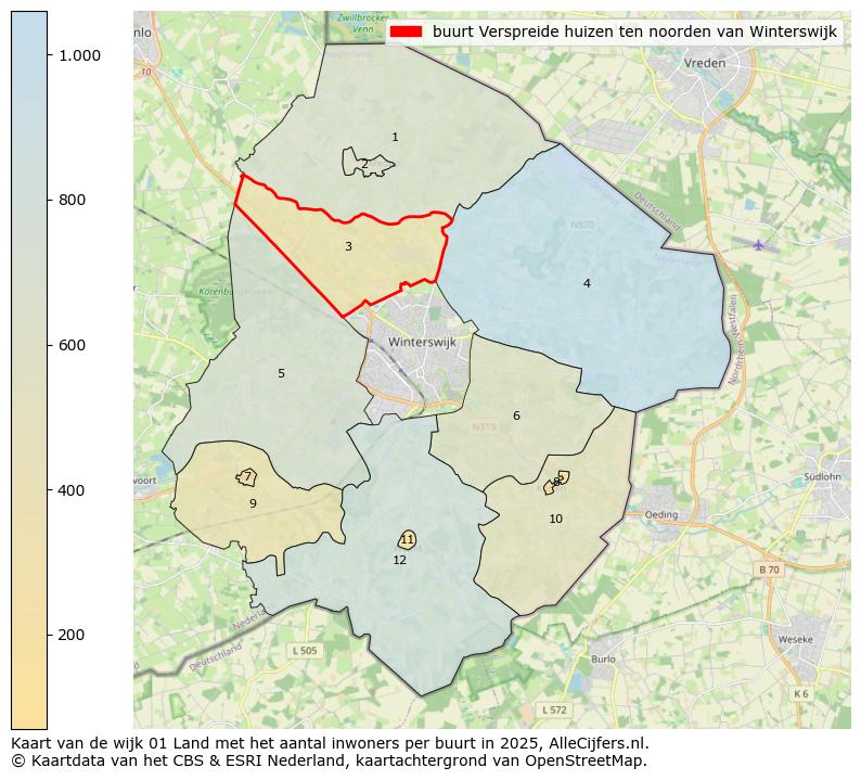 Afbeelding van de buurt Verspreide huizen ten noorden van Winterswijk op de kaart.