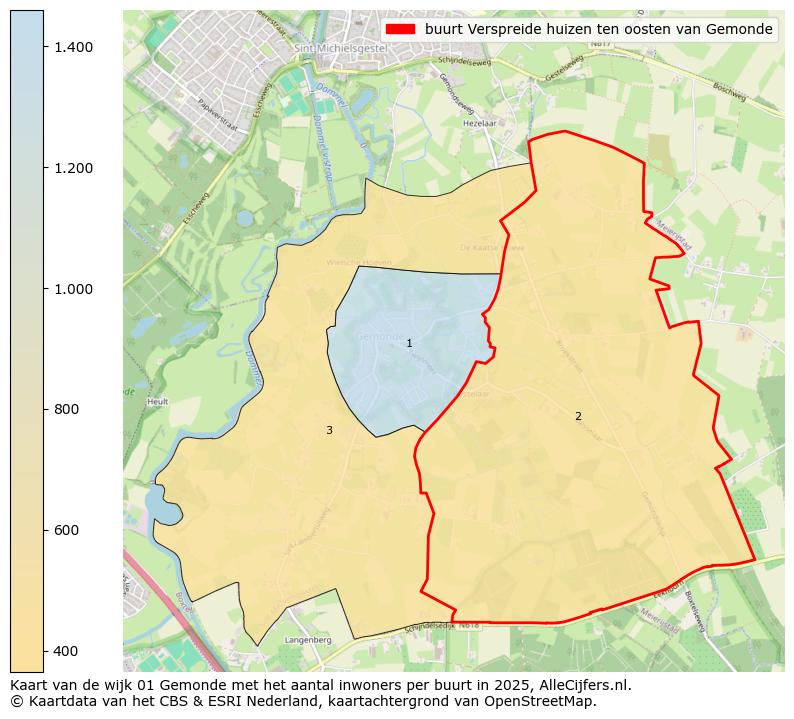 Afbeelding van de buurt Verspreide huizen ten oosten van Gemonde op de kaart.