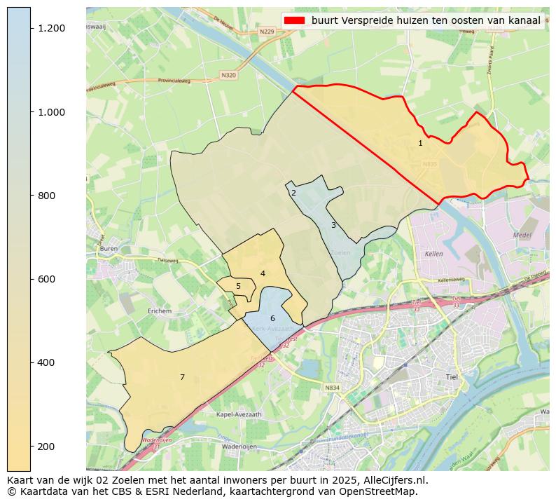 Afbeelding van de buurt Verspreide huizen ten oosten van kanaal op de kaart.