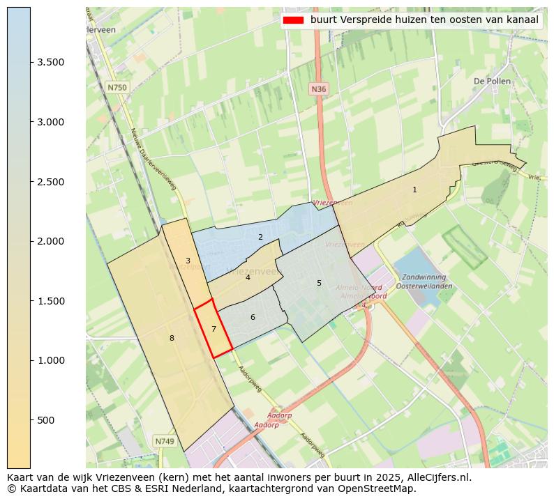 Afbeelding van de buurt Verspreide huizen ten oosten van kanaal op de kaart.