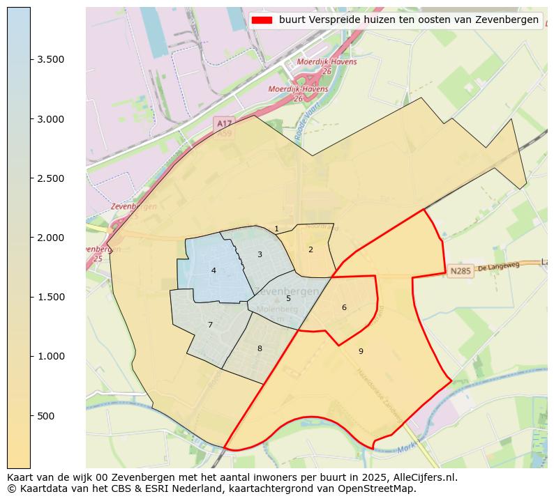 Afbeelding van de buurt Verspreide huizen ten oosten van Zevenbergen op de kaart.