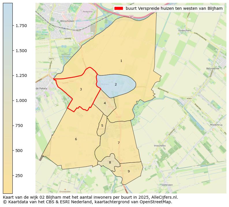 Afbeelding van de buurt Verspreide huizen ten westen van Blijham op de kaart.