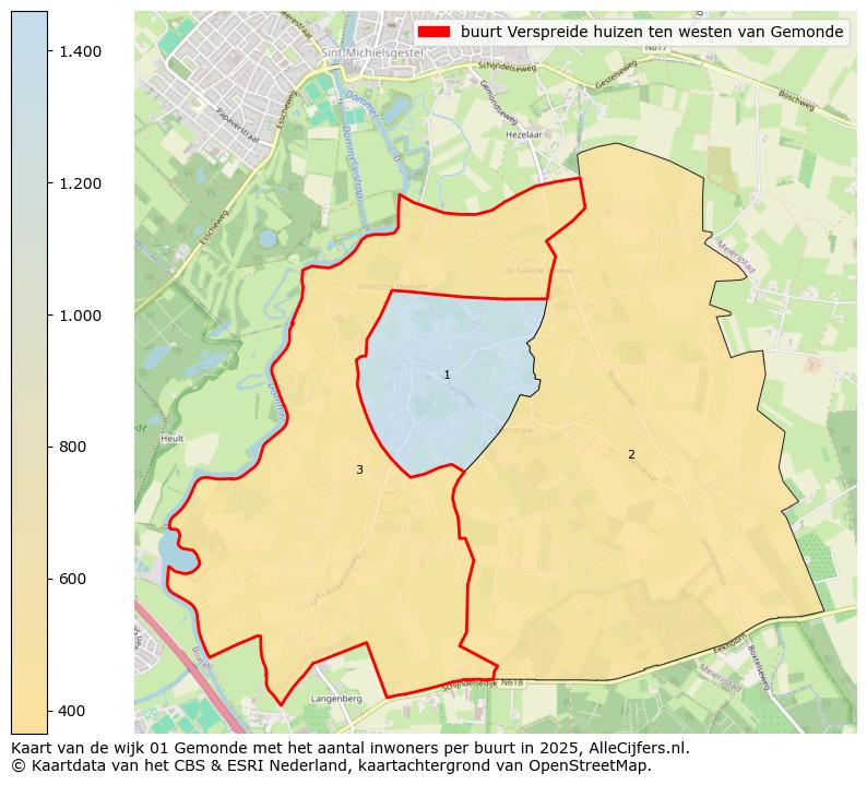 Afbeelding van de buurt Verspreide huizen ten westen van Gemonde op de kaart.