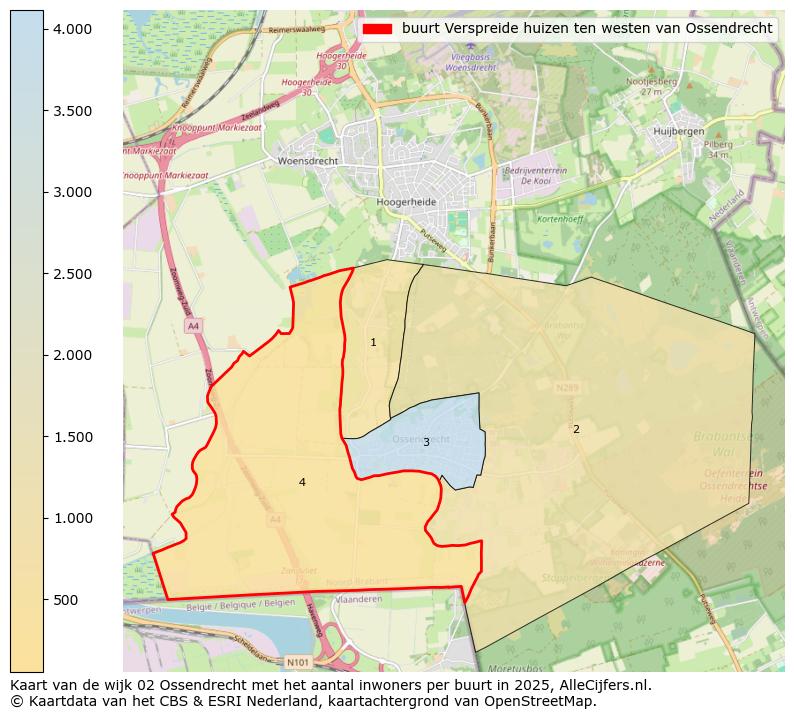 Afbeelding van de buurt Verspreide huizen ten westen van Ossendrecht op de kaart.