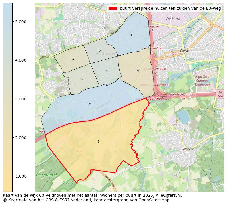 Afbeelding van de buurt Verspreide huizen ten zuiden van de E3-weg op de kaart.