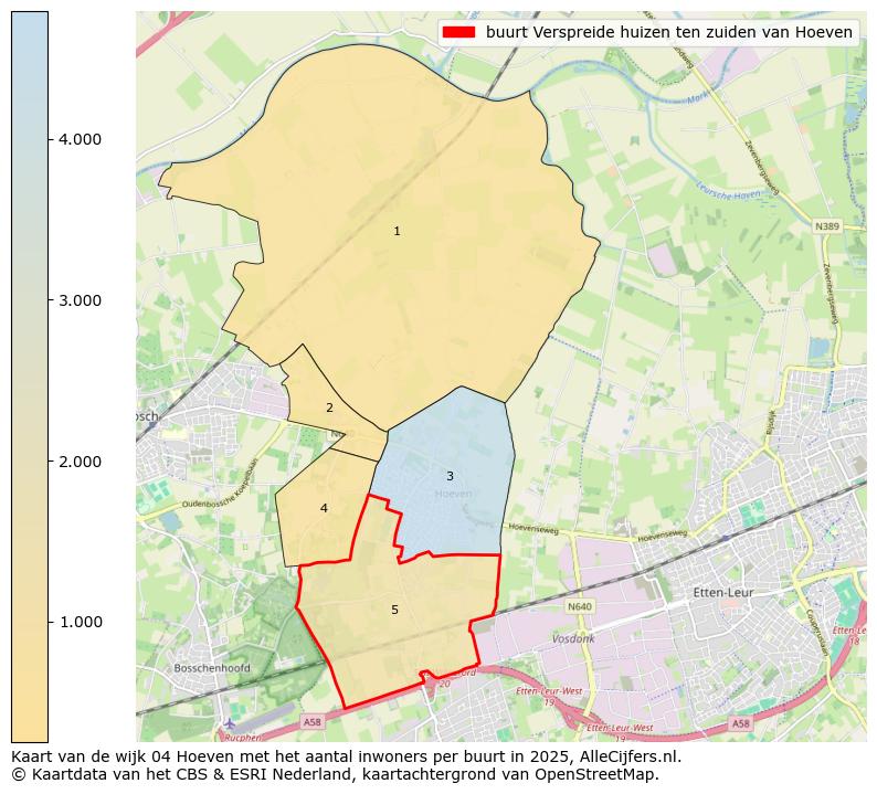 Afbeelding van de buurt Verspreide huizen ten zuiden van Hoeven op de kaart.