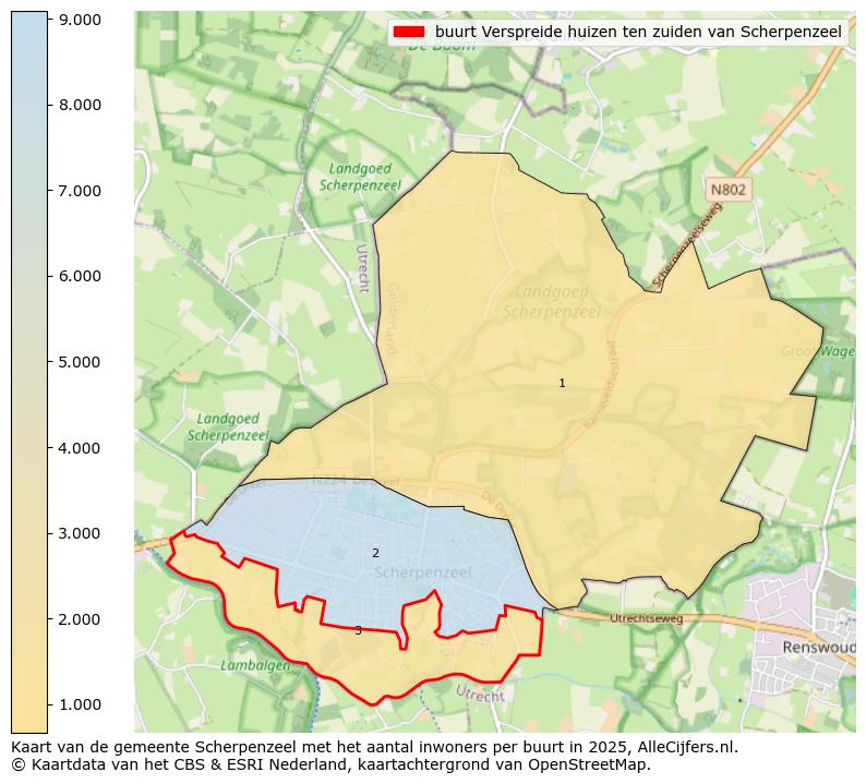 Afbeelding van de buurt Verspreide huizen ten zuiden van Scherpenzeel op de kaart.