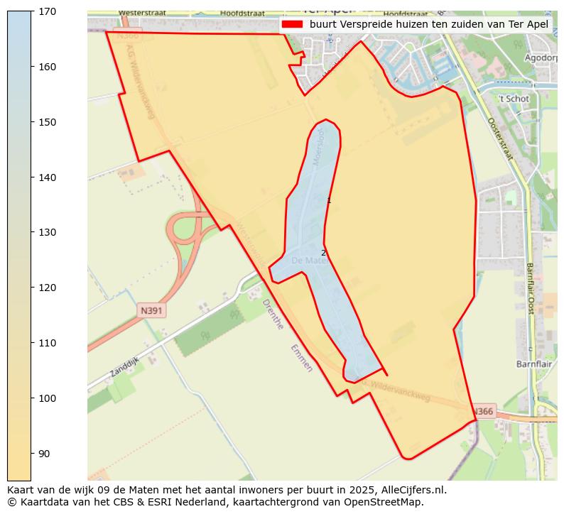 Afbeelding van de buurt Verspreide huizen ten zuiden van Ter Apel op de kaart.