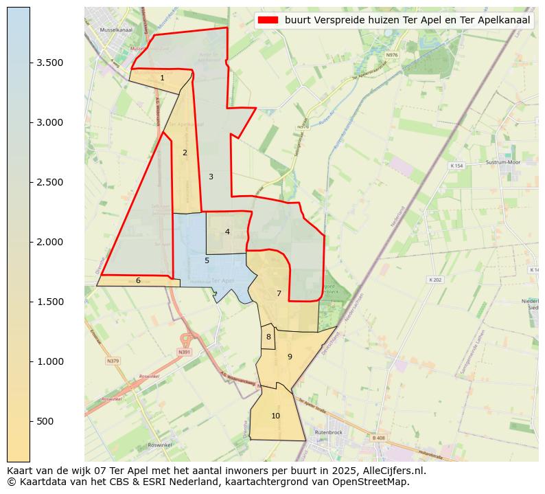 Afbeelding van de buurt Verspreide huizen Ter Apel en Ter Apelkanaal op de kaart.
