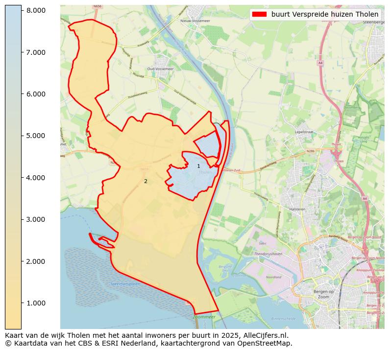 Afbeelding van de buurt Verspreide huizen Tholen op de kaart.