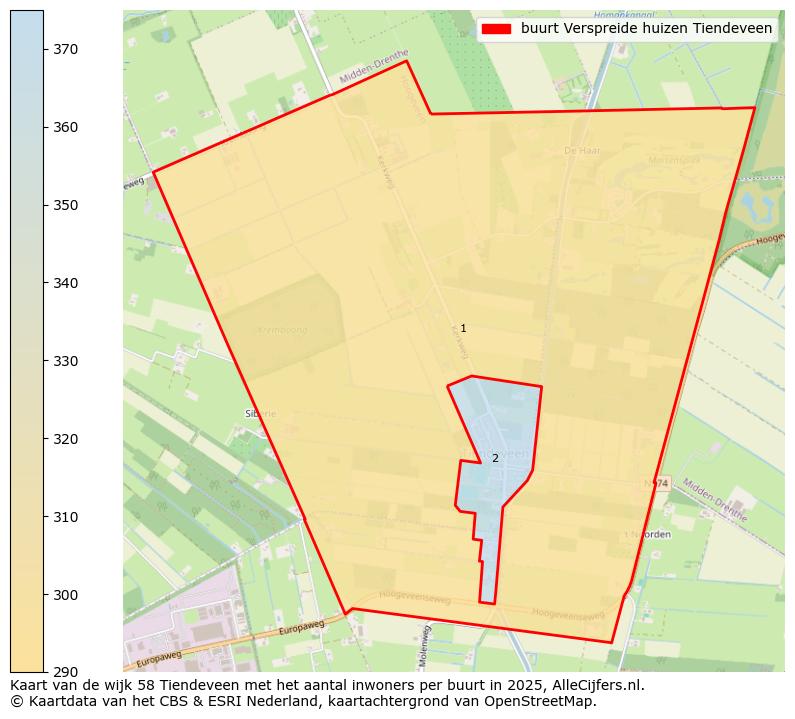 Afbeelding van de buurt Verspreide huizen Tiendeveen op de kaart.