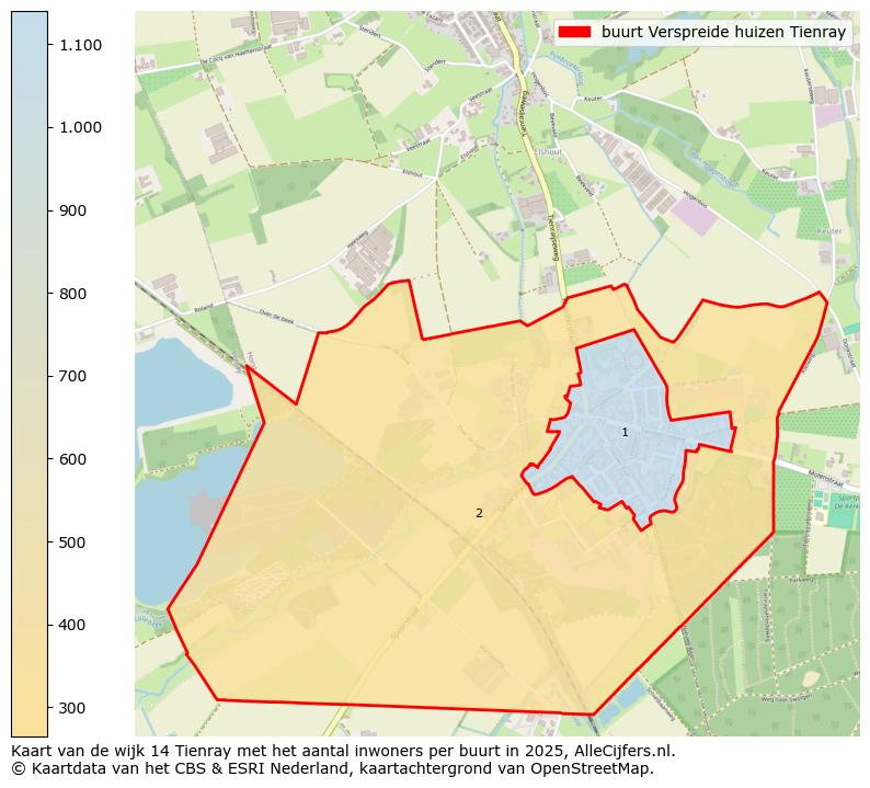Afbeelding van de buurt Verspreide huizen Tienray op de kaart.