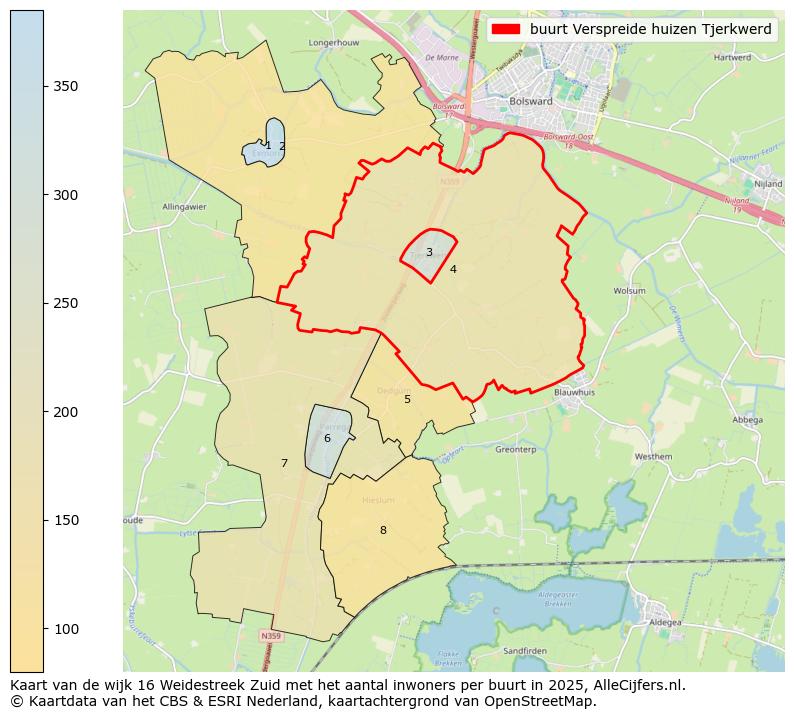 Afbeelding van de buurt Verspreide huizen Tjerkwerd op de kaart.