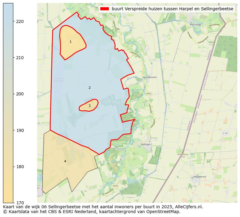 Afbeelding van de buurt Verspreide huizen tussen Harpel en Sellingerbeetse op de kaart.